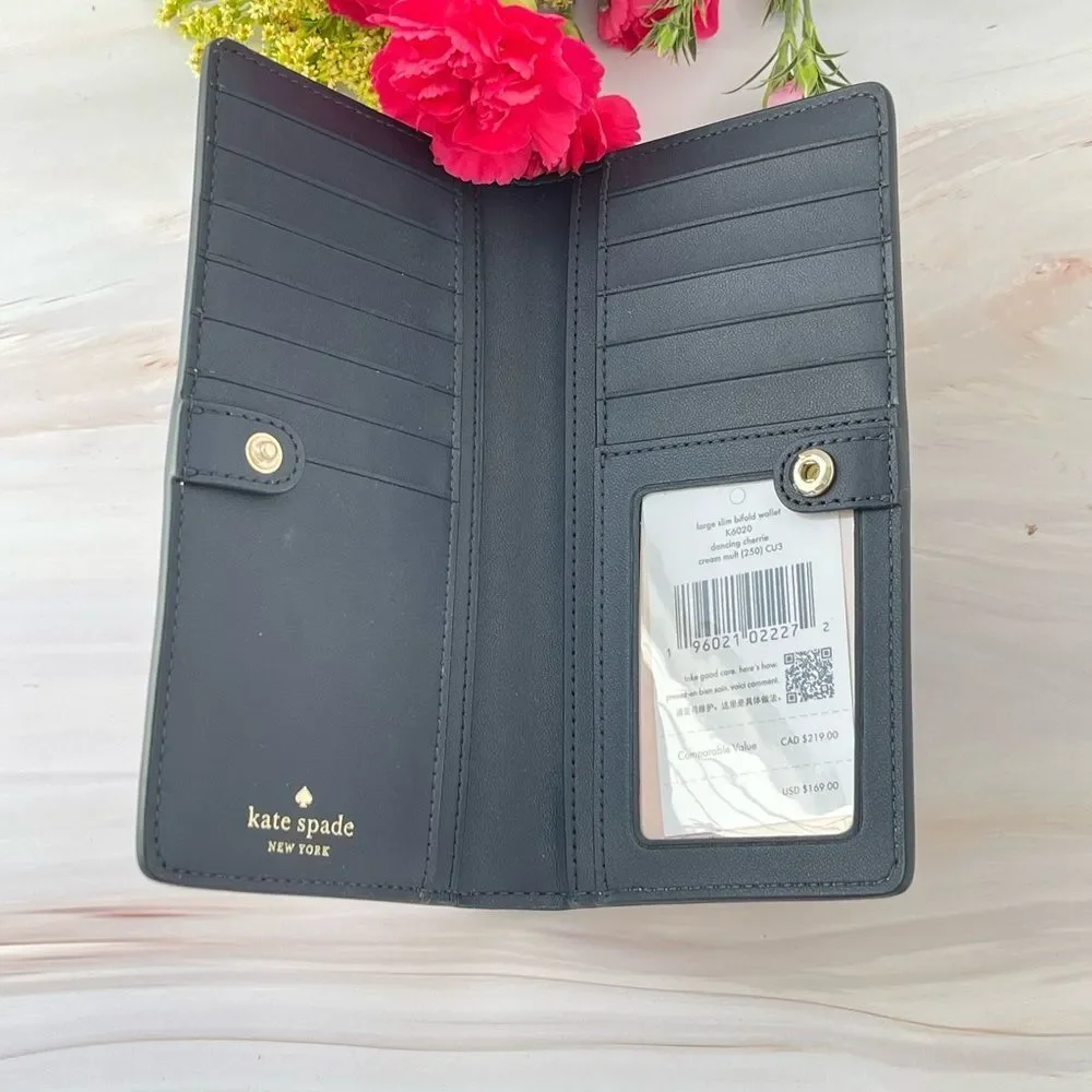 Kate spade dancing cherry darci Stacy slim bifold wallet NEW - Picture 3 of 4